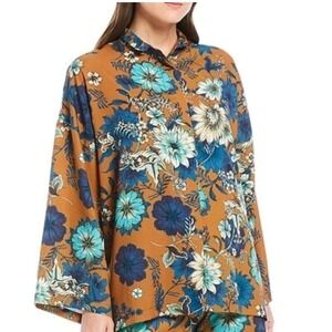 Bryn Walker Alabama Shirt Bellagio Floral Print Italian Fabric Top Wide Sleeve L